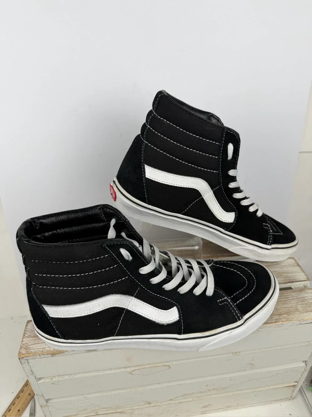 Vans Sk8-Hi high-top shoes black and white unisex sneakers size M9 W10.5